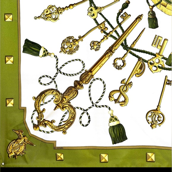 HERMES Silk Keys Les Cles Scarf 90 - Picture 5 of 13